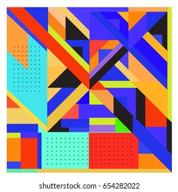 Trendy geometric elements memphis greeting cards design. Retro style texture, pattern and elements. Modern abstract design poster and cover template