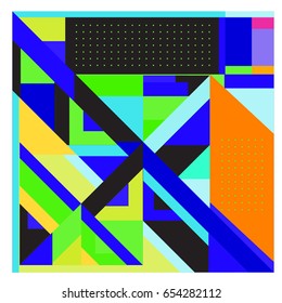 Trendy geometric elements memphis greeting cards design. Retro style texture, pattern and elements. Modern abstract design poster and cover template