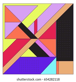 Trendy geometric elements memphis greeting cards design. Retro style texture, pattern and elements. Modern abstract design poster and cover template