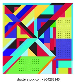 Trendy geometric elements memphis greeting cards design. Retro style texture, pattern and elements. Modern abstract design poster and cover template