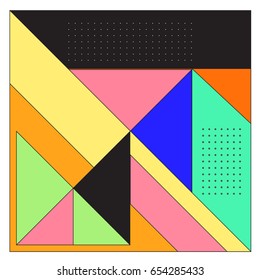 Trendy geometric elements memphis greeting cards design. Retro style texture, pattern and elements. Modern abstract design poster and cover template