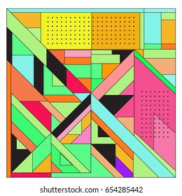 Trendy geometric elements memphis greeting cards design. Retro style texture, pattern and elements. Modern abstract design poster and cover template