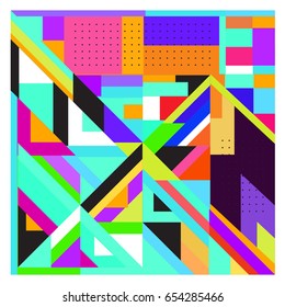 Trendy geometric elements memphis greeting cards design. Retro style texture, pattern and elements. Modern abstract design poster and cover template