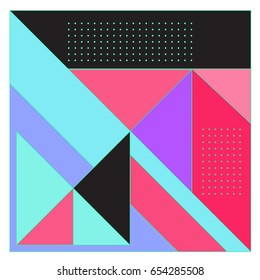 Trendy geometric elements memphis greeting cards design. Retro style texture, pattern and elements. Modern abstract design poster and cover template