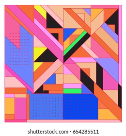 Trendy geometric elements memphis greeting cards design. Retro style texture, pattern and elements. Modern abstract design poster and cover template