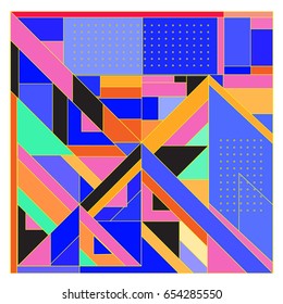 Trendy geometric elements memphis greeting cards design. Retro style texture, pattern and elements. Modern abstract design poster and cover template