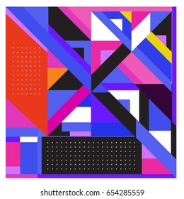 Trendy geometric elements memphis greeting cards design. Retro style texture, pattern and elements. Modern abstract design poster and cover template