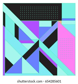 Trendy geometric elements memphis greeting cards design. Retro style texture, pattern and elements. Modern abstract design poster and cover template
