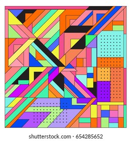 Trendy geometric elements memphis greeting cards design. Retro style texture, pattern and elements. Modern abstract design poster and cover template