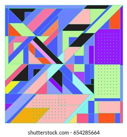 Trendy geometric elements memphis greeting cards design. Retro style texture, pattern and elements. Modern abstract design poster and cover template