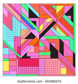 Trendy geometric elements memphis greeting cards design. Retro style texture, pattern and elements. Modern abstract design poster and cover template