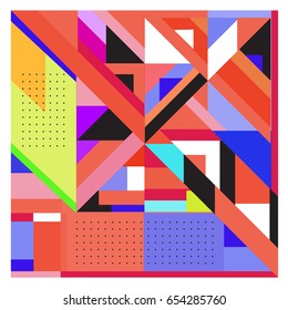 Trendy geometric elements memphis greeting cards design. Retro style texture, pattern and elements. Modern abstract design poster and cover template