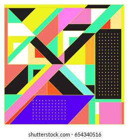Trendy geometric elements memphis greeting cards design. Retro style texture, pattern and elements. Modern abstract design poster and cover template