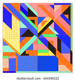 Trendy geometric elements memphis greeting cards design. Retro style texture, pattern and elements. Modern abstract design poster and cover template