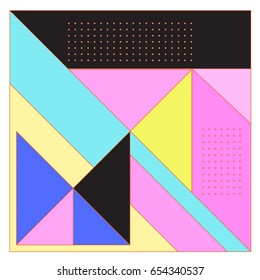 Trendy geometric elements memphis greeting cards design. Retro style texture, pattern and elements. Modern abstract design poster and cover template