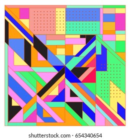 Trendy geometric elements memphis greeting cards design. Retro style texture, pattern and elements. Modern abstract design poster and cover template