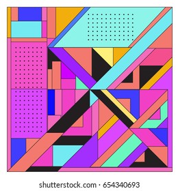 Trendy geometric elements memphis greeting cards design. Retro style texture, pattern and elements. Modern abstract design poster and cover template