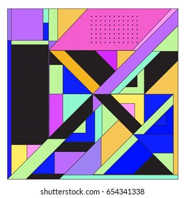 Trendy geometric elements memphis greeting cards design. Retro style texture, pattern and elements. Modern abstract design poster and cover template