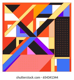 Trendy geometric elements memphis greeting cards design. Retro style texture, pattern and elements. Modern abstract design poster and cover template