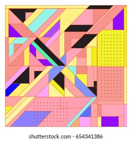 Trendy geometric elements memphis greeting cards design. Retro style texture, pattern and elements. Modern abstract design poster and cover template