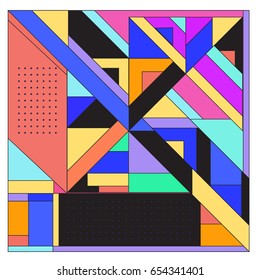 Trendy geometric elements memphis greeting cards design. Retro style texture, pattern and elements. Modern abstract design poster and cover template