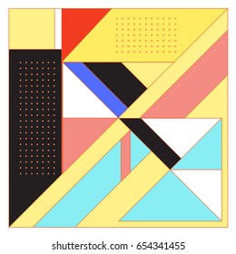 Trendy geometric elements memphis greeting cards design. Retro style texture, pattern and elements. Modern abstract design poster and cover template