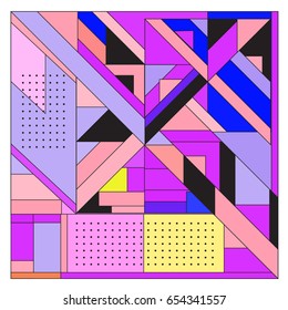 Trendy geometric elements memphis greeting cards design. Retro style texture, pattern and elements. Modern abstract design poster and cover template