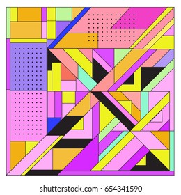 Trendy geometric elements memphis greeting cards design. Retro style texture, pattern and elements. Modern abstract design poster and cover template