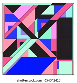 Trendy geometric elements memphis greeting cards design. Retro style texture, pattern and elements. Modern abstract design poster and cover template