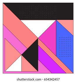 Trendy geometric elements memphis greeting cards design. Retro style texture, pattern and elements. Modern abstract design poster and cover template