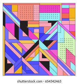 Trendy geometric elements memphis greeting cards design. Retro style texture, pattern and elements. Modern abstract design poster and cover template