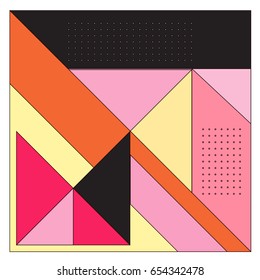 Trendy geometric elements memphis greeting cards design. Retro style texture, pattern and elements. Modern abstract design poster and cover template