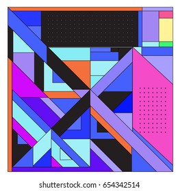 Trendy geometric elements memphis greeting cards design. Retro style texture, pattern and elements. Modern abstract design poster and cover template