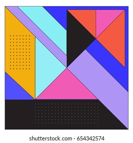 Trendy geometric elements memphis greeting cards design. Retro style texture, pattern and elements. Modern abstract design poster and cover template