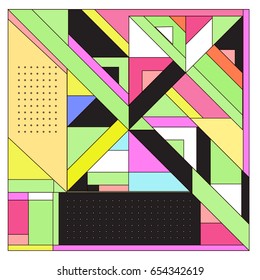 Trendy geometric elements memphis greeting cards design. Retro style texture, pattern and elements. Modern abstract design poster and cover template