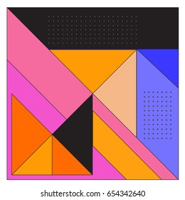 Trendy geometric elements memphis greeting cards design. Retro style texture, pattern and elements. Modern abstract design poster and cover template
