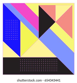 Trendy geometric elements memphis greeting cards design. Retro style texture, pattern and elements. Modern abstract design poster and cover template