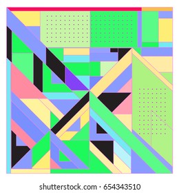Trendy geometric elements memphis greeting cards design. Retro style texture, pattern and elements. Modern abstract design poster and cover template