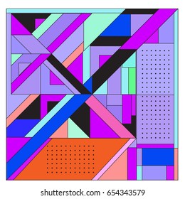 Trendy geometric elements memphis greeting cards design. Retro style texture, pattern and elements. Modern abstract design poster and cover template