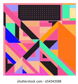 Trendy geometric elements memphis greeting cards design. Retro style texture, pattern and elements. Modern abstract design poster and cover template