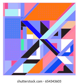 Trendy geometric elements memphis greeting cards design. Retro style texture, pattern and elements. Modern abstract design poster and cover template