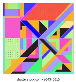 Trendy geometric elements memphis greeting cards design. Retro style texture, pattern and elements. Modern abstract design poster and cover template