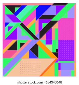 Trendy geometric elements memphis greeting cards design. Retro style texture, pattern and elements. Modern abstract design poster and cover template