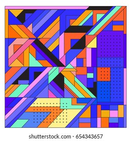 Trendy geometric elements memphis greeting cards design. Retro style texture, pattern and elements. Modern abstract design poster and cover template