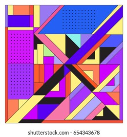 Trendy geometric elements memphis greeting cards design. Retro style texture, pattern and elements. Modern abstract design poster and cover template