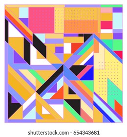 Trendy geometric elements memphis greeting cards design. Retro style texture, pattern and elements. Modern abstract design poster and cover template
