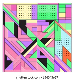 Trendy geometric elements memphis greeting cards design. Retro style texture, pattern and elements. Modern abstract design poster and cover template