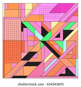 Trendy geometric elements memphis greeting cards design. Retro style texture, pattern and elements. Modern abstract design poster and cover template