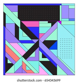 Trendy geometric elements memphis greeting cards design. Retro style texture, pattern and elements. Modern abstract design poster and cover template