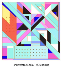 Trendy geometric elements memphis greeting cards design. Retro style texture, pattern and elements. Modern abstract design poster and cover template